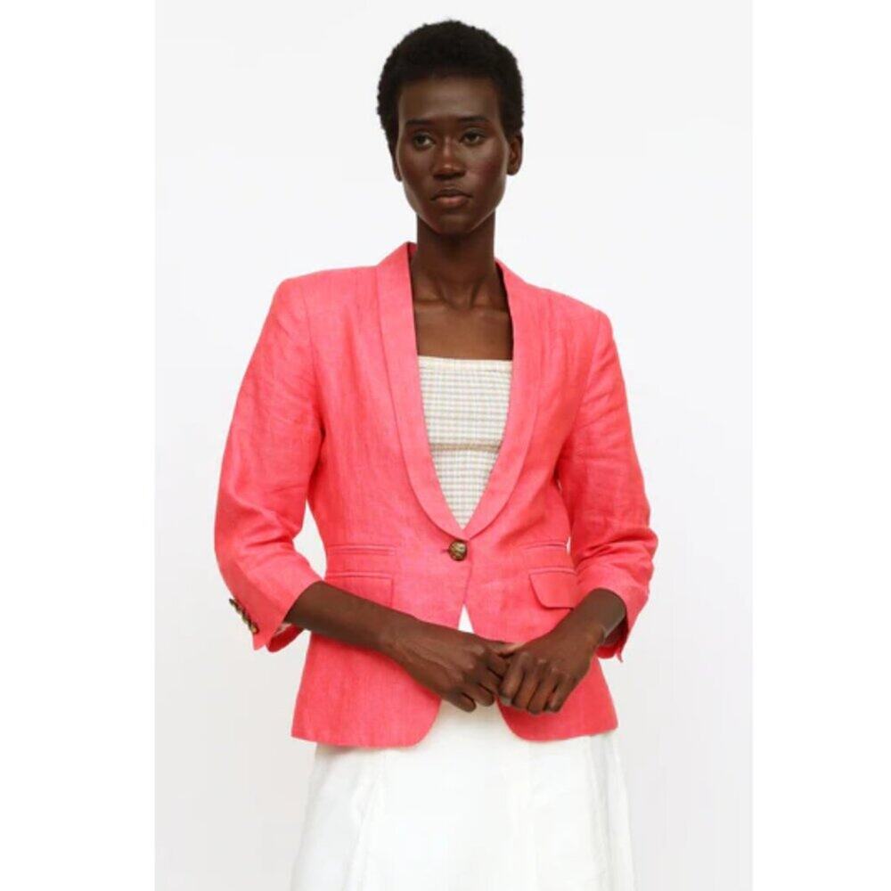 Smythe Classic Duchess Linen Blazer in Fuchsia sz 8